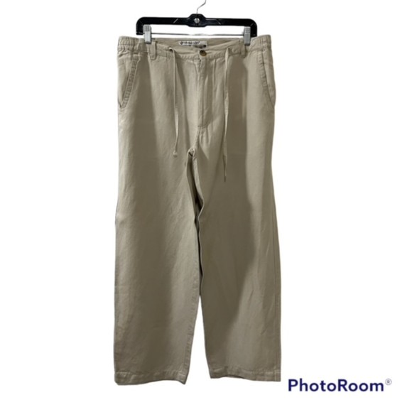 Weekender Brand Sportswear Beige Linen Blend Drawstring Trouser Pants Size 36 - Picture 1 of 12